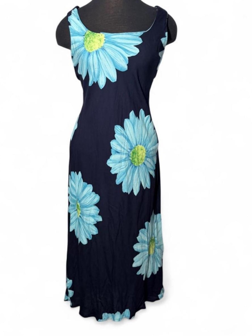 Vintage Jessica Howard Petite Blue Daisy Floral Maxi Dress Y2K